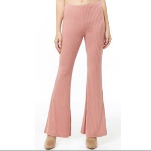 COPY - Forever 21 Mauve Pink Knit Ribbed Flare Pa…